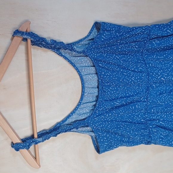 Banana Republic Blue Sleeveless Sun Dress, Ruffle Straps, Teired Skirt - Picture 9 of 13